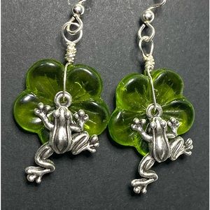 Bold Flower Frog Earrings Sterling Plated Ear Wires